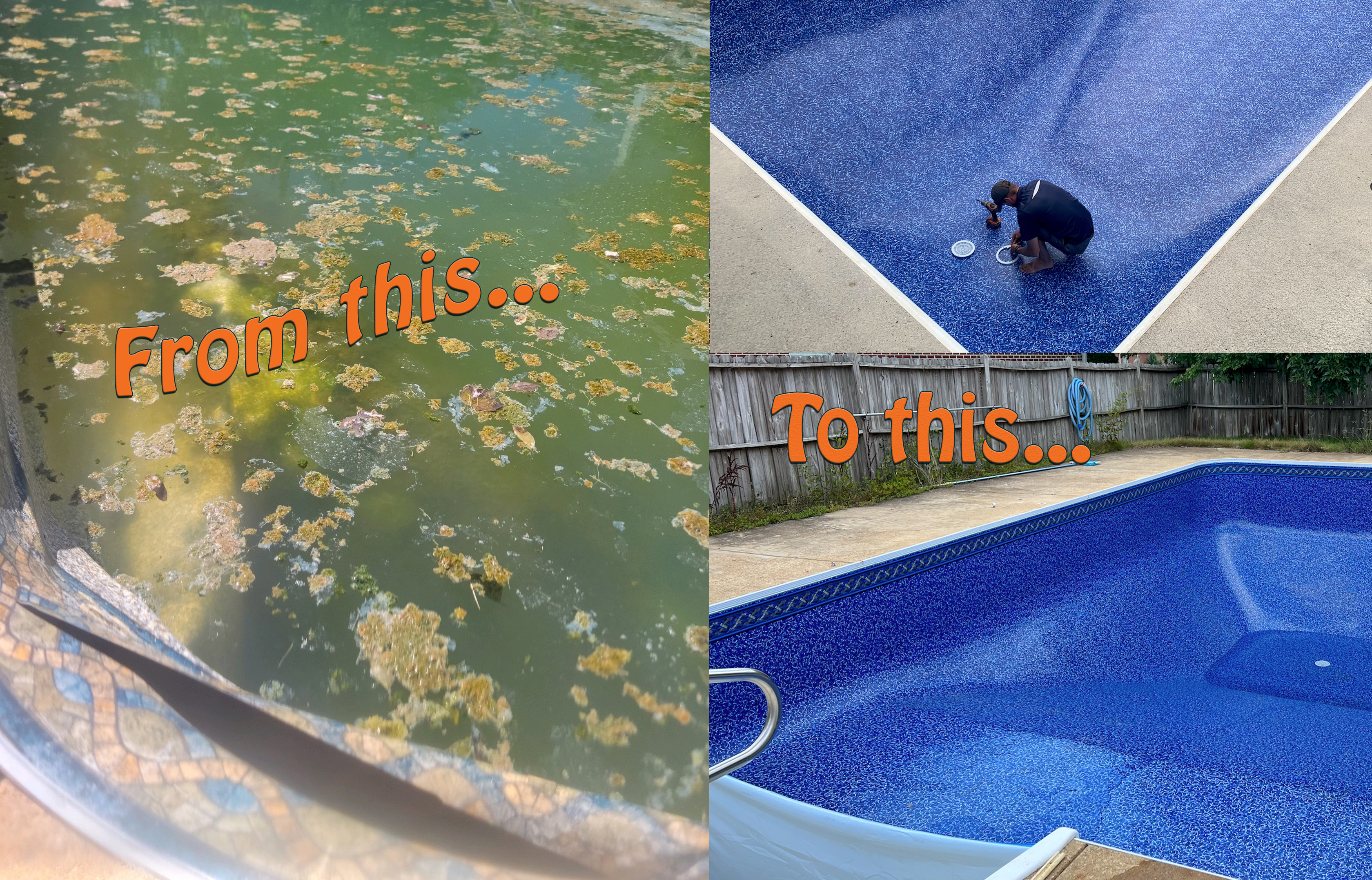 Freshly installed vinyl pool liner