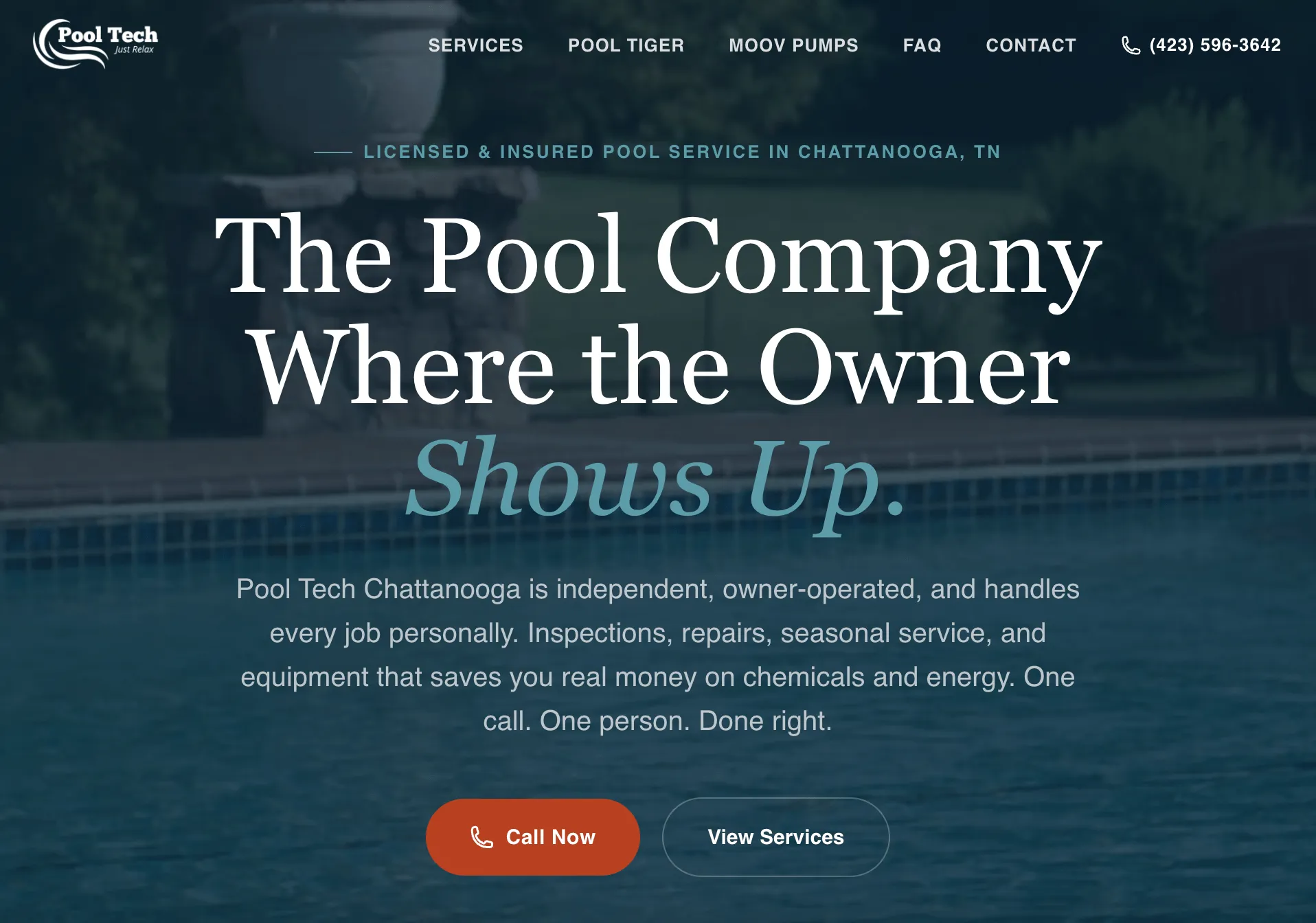 Pool Tech Chattanooga redesigned website preview